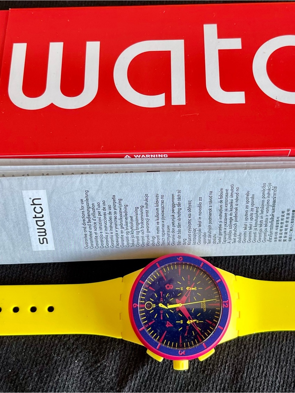 New Colorful Swatch Chronograph w Original Box/Manual + Swatch Bag